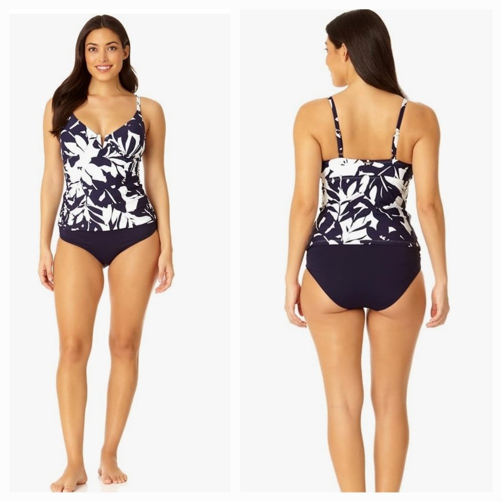 Anne Cole Tankinin Underwire Blue Elegant Wear Vacation Summer Resorwear - Picture 11 of 16